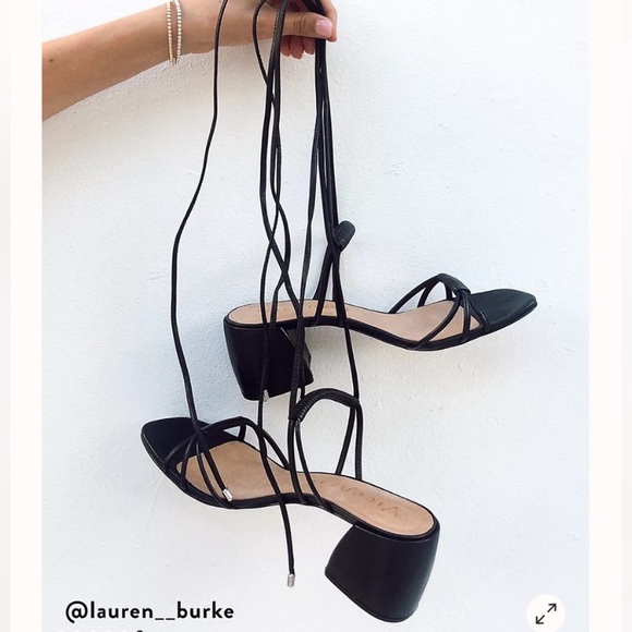 New Free People Vicenza “Love Struck” Ankle Tie Heeled Black Sandals Size 7 - Picture 5 of 10